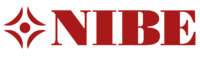 Dunkelroter Schriftzug NIBE mit einem vierzackigen Sternsymbol auf weißem Hintergrund